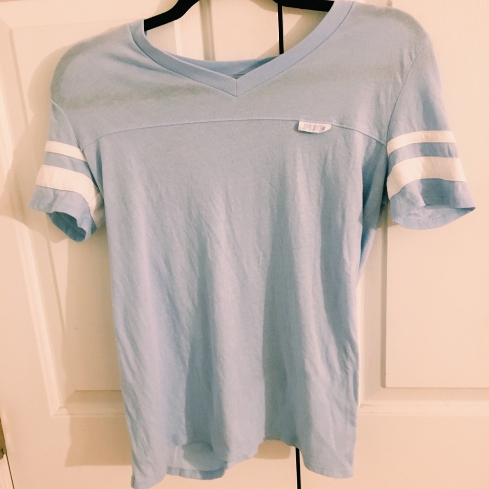 blue victoria secret pink t-shirt